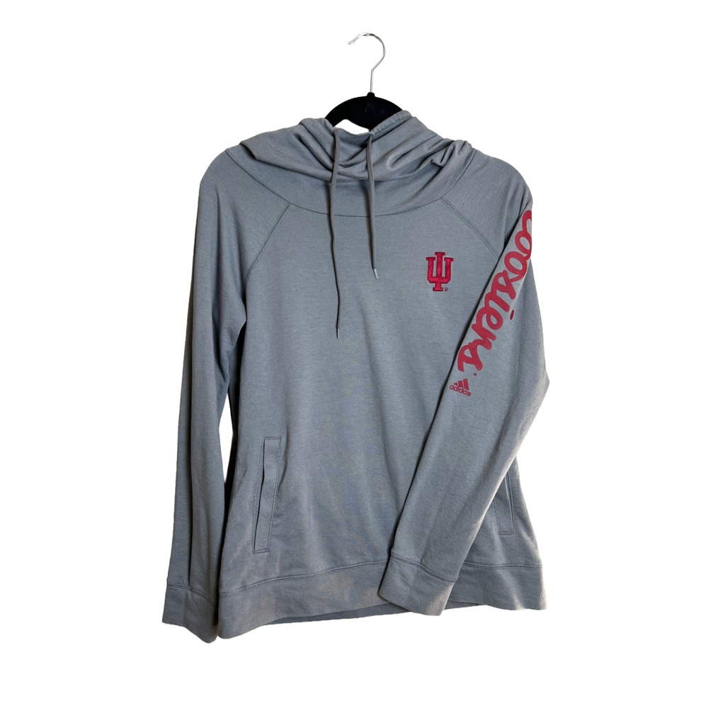 Adidas Indiana University Hoosiers Kids Large Gray Hoodie Sweatshirt IU Logo